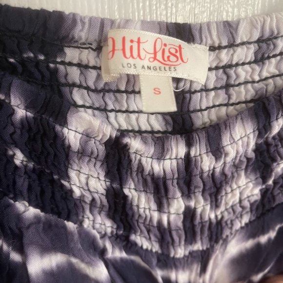 Tie Dye Navy & White Print Flowy Shorts - Picture 3 of 6